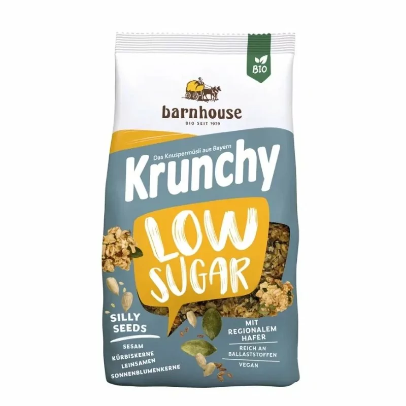 BIO Krunchy - Křupavé ovesné vločky se semínky, snížený obsah cukru 375 g