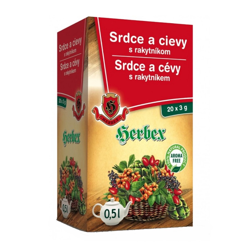 Čaj Srdce a cévy s rakytníkem HERBEX 20 x 3 g