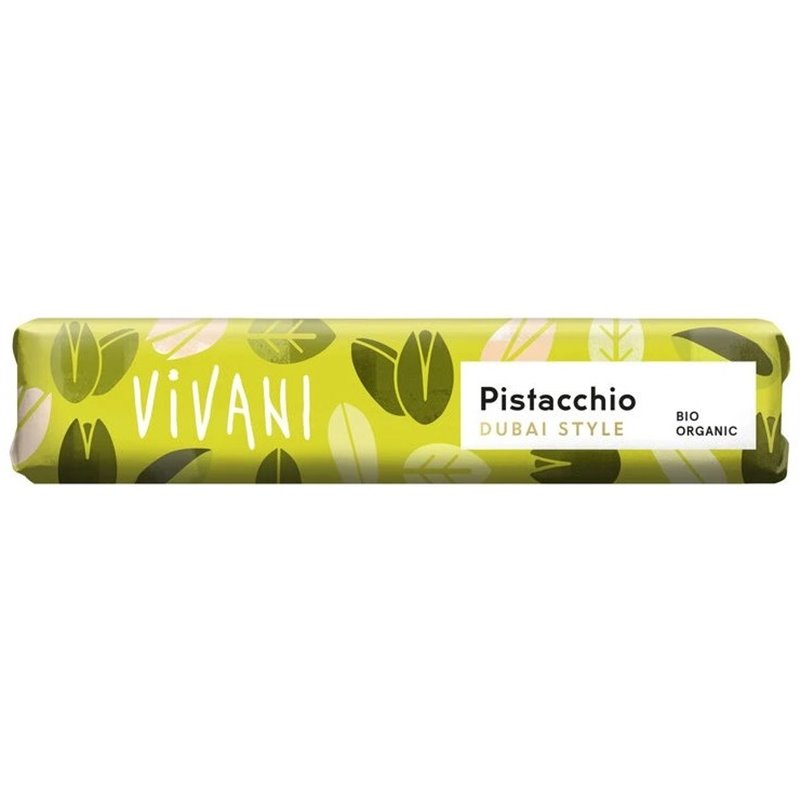 Bio mléčná čokoládová tyčinka Pistacchio Dubai Style 40 g Bio mléčná čokoládová tyčinka Pistacchio Dubai Style 40 g