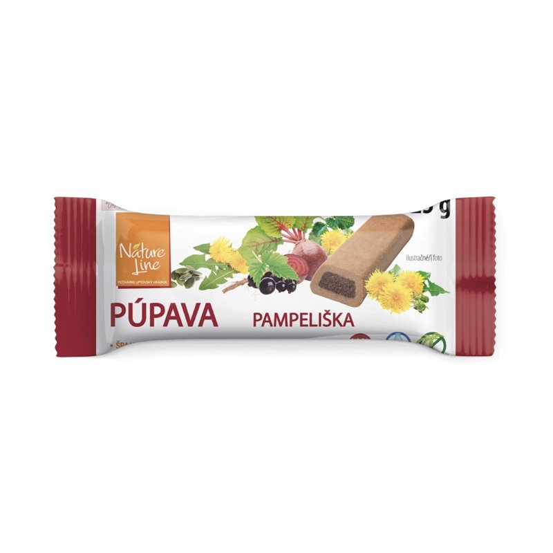 Pampeliška - špaldová sušenka s náplní z červené řepy, kořene pampelišky a jablečníku 25 g Pampeliška - špaldová sušenka s náplní z červené řepy, kořene pampelišky a jablečníku 25 g