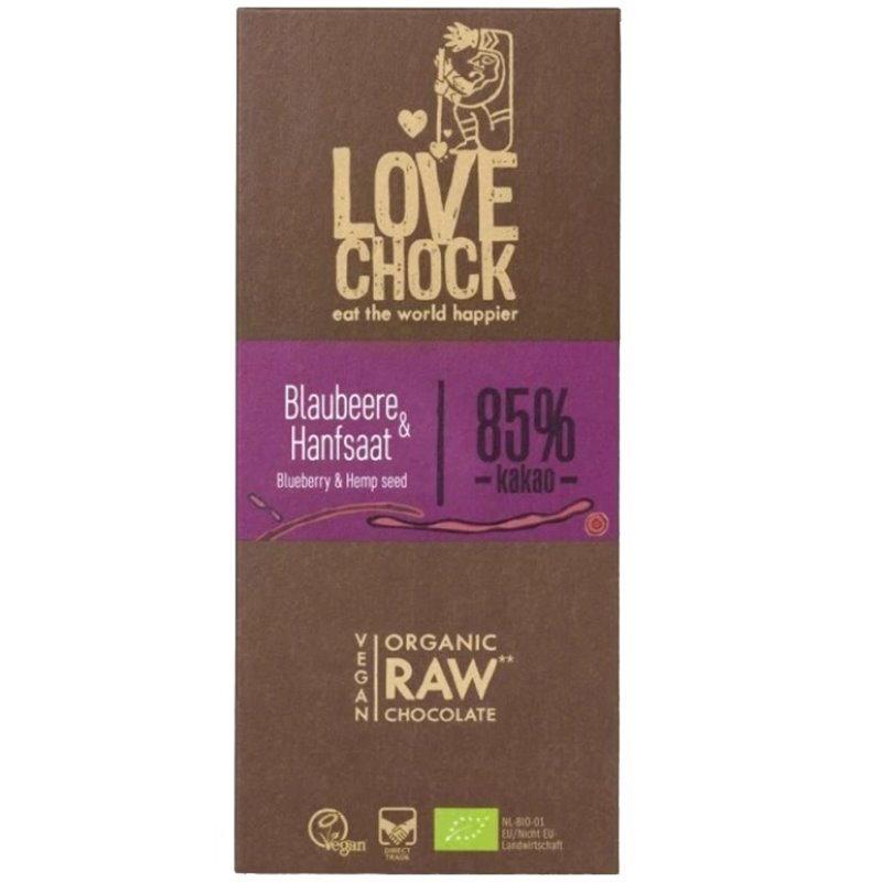 BIO Raw čokoláda borůvka a konopné semínko 85% 70 g BIO Raw čokoláda borůvka a konopné semínko 85% 70 g