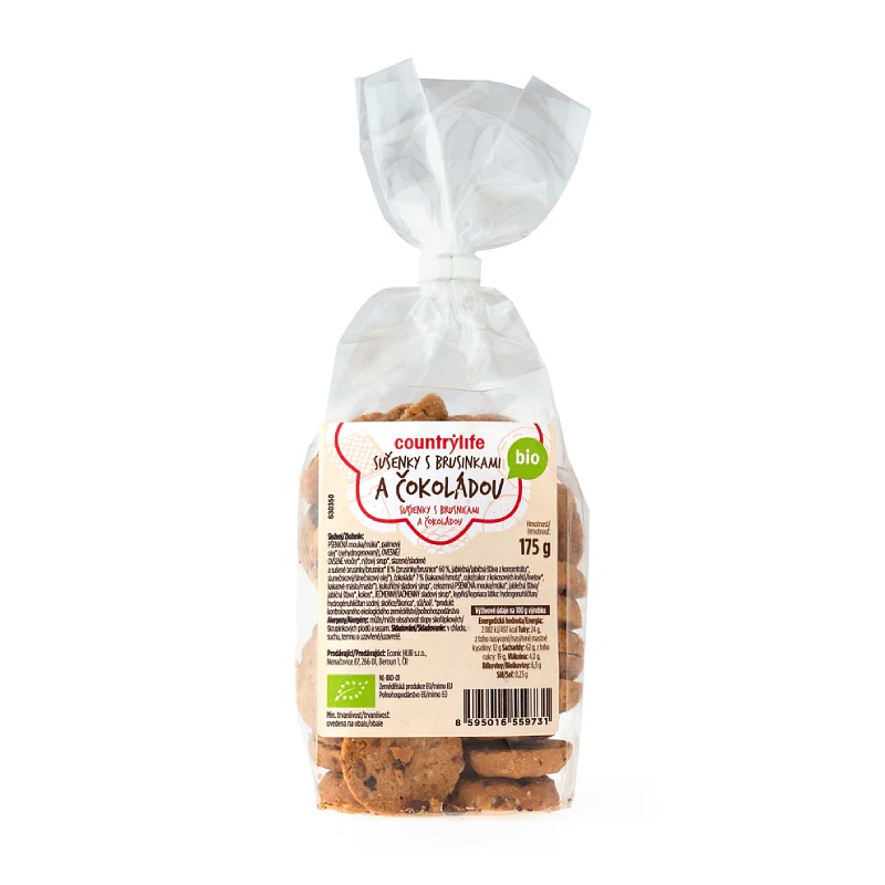  BIO Sušenky s brusinkami a čokoládou 175 g