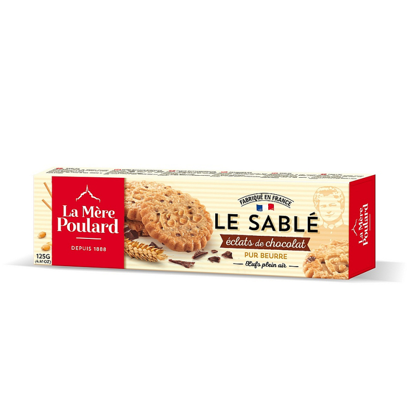 La Mère Poulard Tradition Chocolate chip butter biscuits papír 125g La Mère Poulard Tradition Chocolate chip butter biscuits papír 125g
