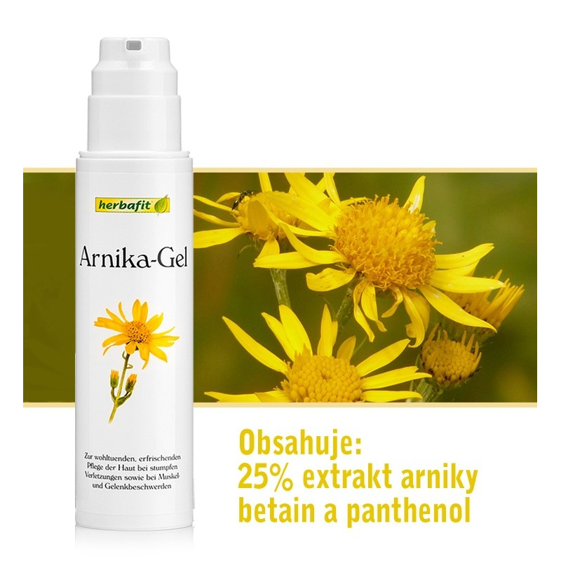 Arnika Gel 150 g s betainem a pantheolem, arnika je výborná na pohmožděniny, modřiny, otoky, bolesti kloubů