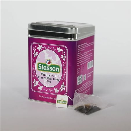 Černý čaj - Stassen Vanilla with French Earl Grey Tea plech 50 g ( 25 x 2 g )