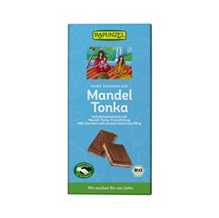 Bio mléčná čokoláda MANDLE TONKA RAPUNZEL 100 g