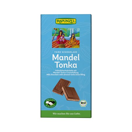 Bio mléčná čokoláda MANDLE TONKA RAPUNZEL 100 g