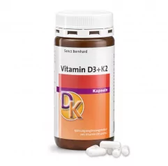 Vitamín D3 + K2 180 kapslí pro zdravé kosti a cévy. Vitamín K2 hezky doplňuje vitamín D3. Ekonomické balení až na 6 měsíců.