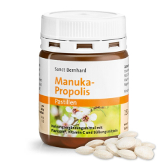Pastilky s Manukou a Propolisem 150 tablet - silné složení Propolisový extrakt a med Manuka a éterický olej Manuka