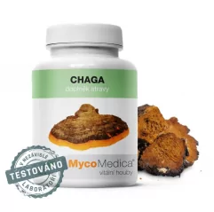 Mycomedica Chaga 500 mg 90 kapslí - patří mezi nejúčinnější vitální houby, čaga má širokospektrální léčebné účinky