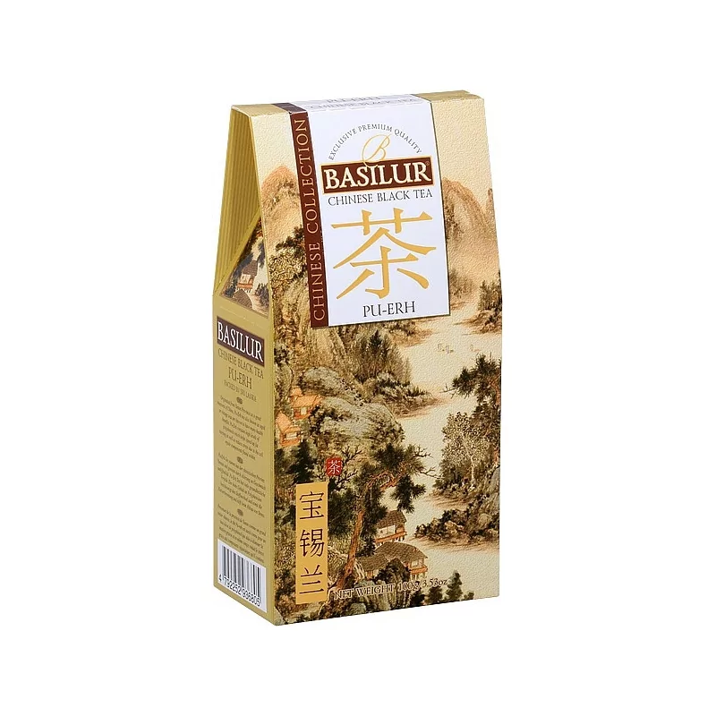BASILUR Chinese Pu-Erh sypaný čaj 100g - obsahuje polyfenoly, které pomáhají urychlit spalování tuků, chrání buňky oxid. stres