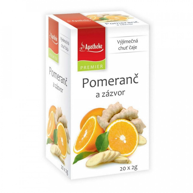 Apotheke PREMIER Pomeranč a zázvor čaj 20x2g - Dokonalá chuť v kombinaci s pomerančem - po čertech dobrý čaj