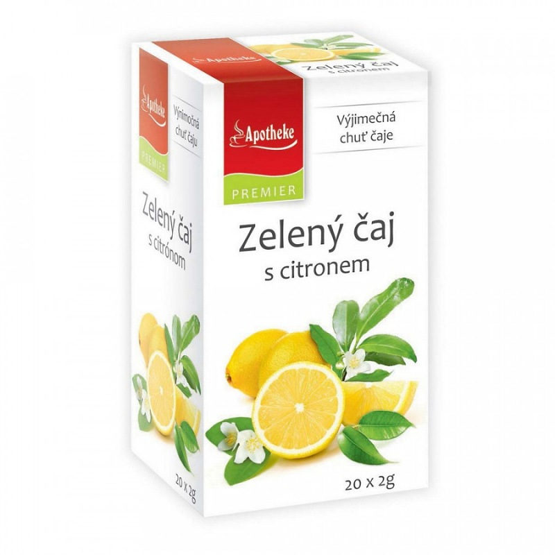 Apotheke PREMIER Zelený čaj s citronem 20x2g - dokonalá chuť zeleného čaje s kyselkavým citronem
