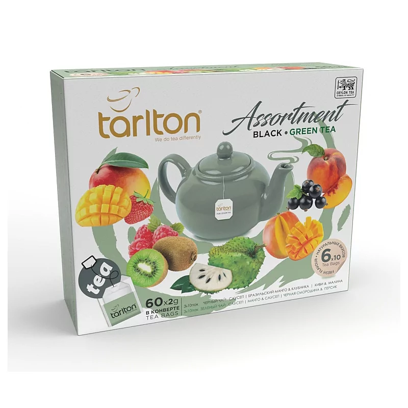 TARLTON Assortment Black & Green Tea 60x2g - výborné zelené a černé čaje s příchutí ze Srí Lanky