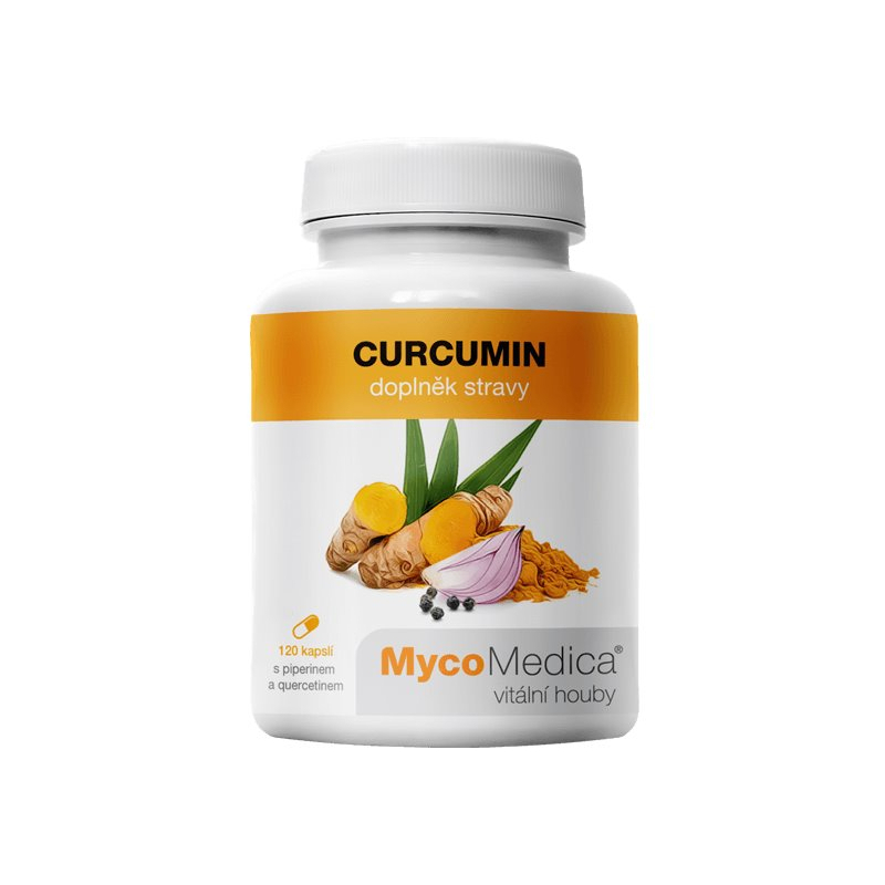 MycoMedica Curcumin 344 mg 120 kapslí - Kurkuma - Curcumin s pepřem a quercetinem podpora činnost jater, trávení