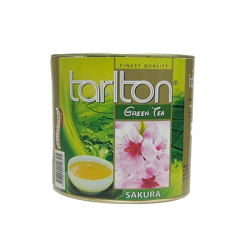 Zelený čaj sypaný - Green SAKURA Tarlton plechová dóza 100 g