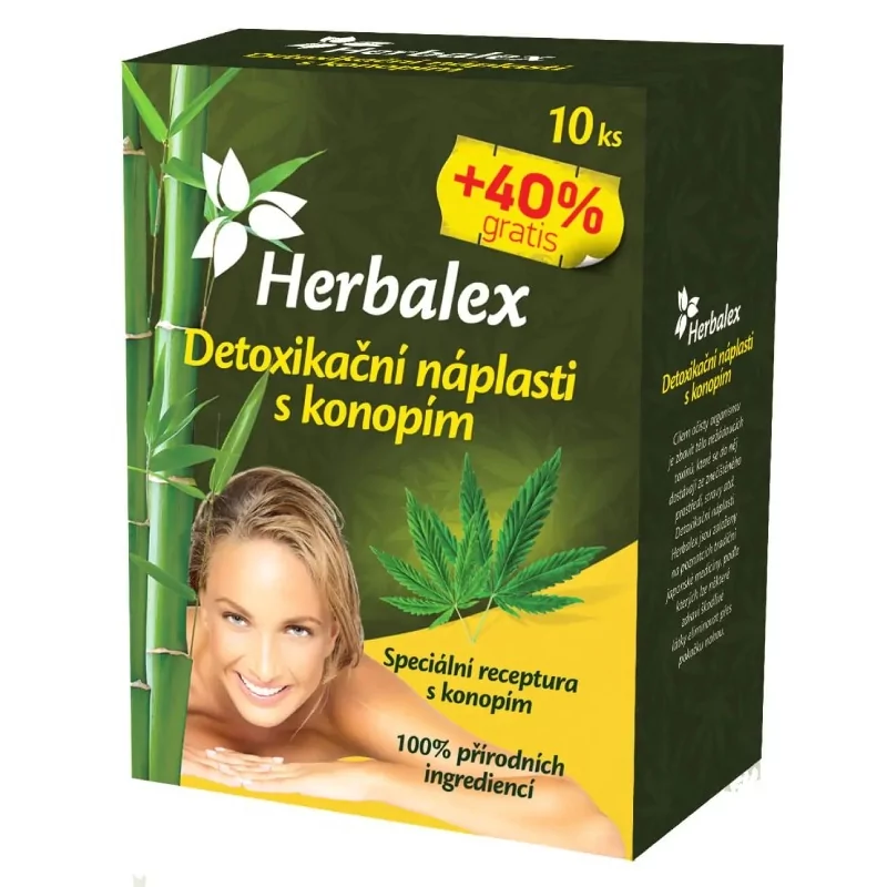 Herbalex Detoxikační náplast s konopím 10 ks + 40 % zdarma