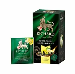 Zelený čaj - Royal Green Lemon & Ginger Richard 25 sáčků