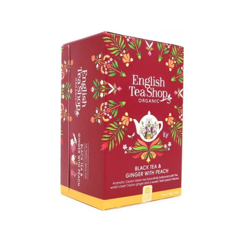 Černý čaj se zázvorem a broskví Mandala BIO English Tea Shop 20 sáčků