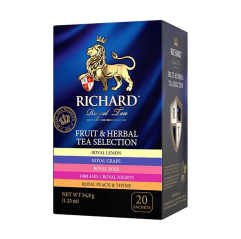 Černý a zelený čaj - RICHARD Fruit&Herbal Tea selection 20 sáčků