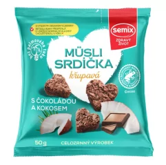 Müsli srdíčka s čokoládou a kokosem 50 g - Minimální trvanlivost do 31.10.2023