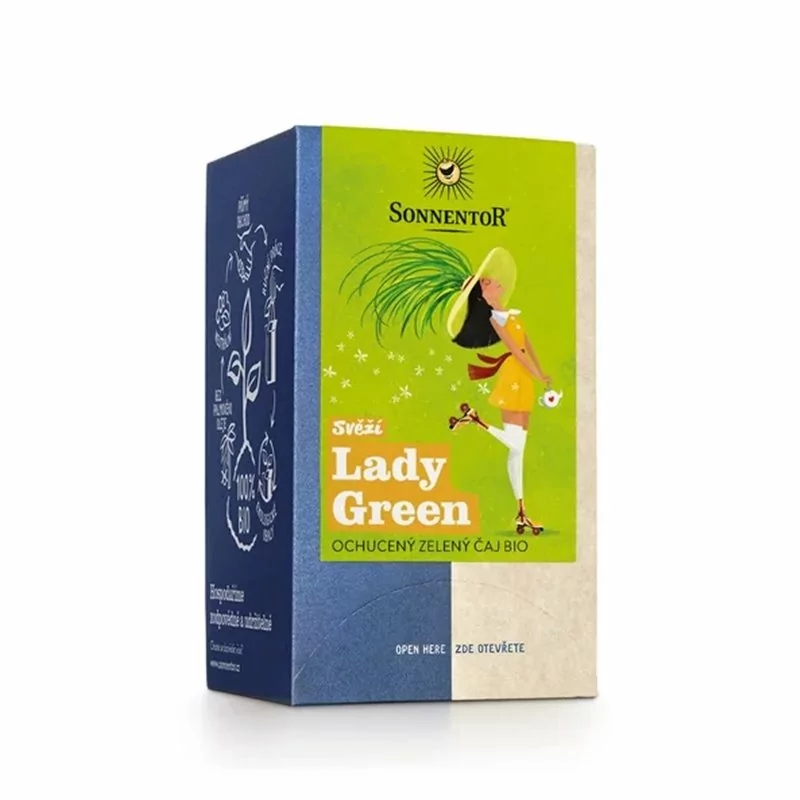 BIO Svěží Lady Green ochucený zelený čaj SONNENTOR 27 g / 18 sáčků