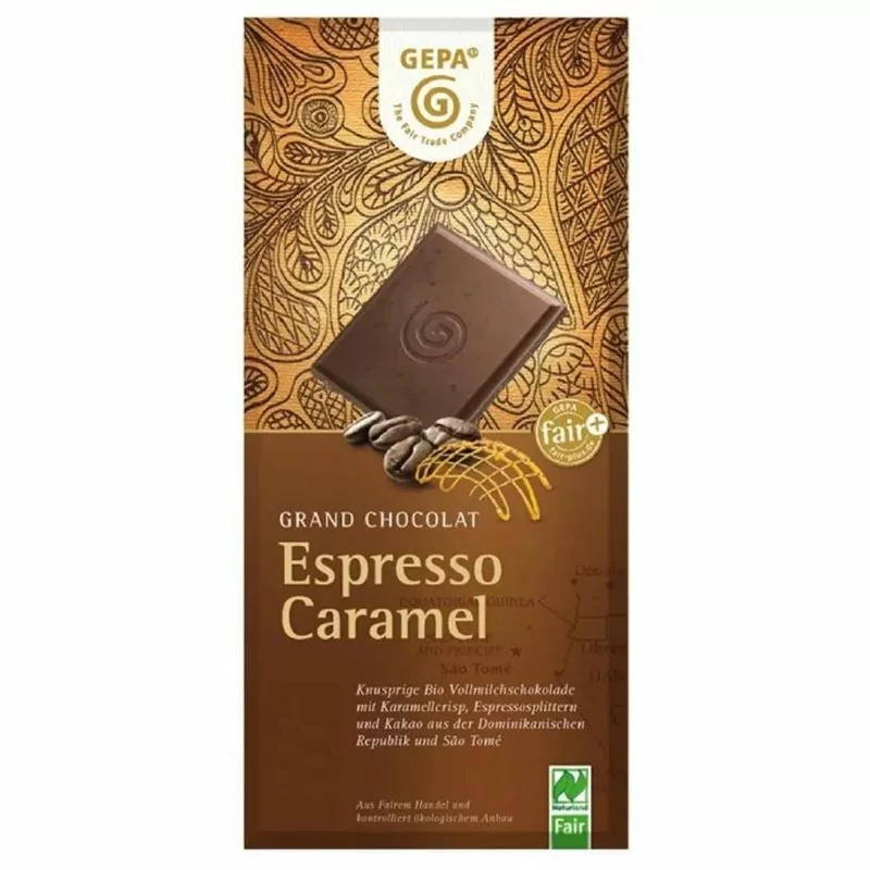 BIO mléčná čokoláda espresso karamel  GEPA 100 g