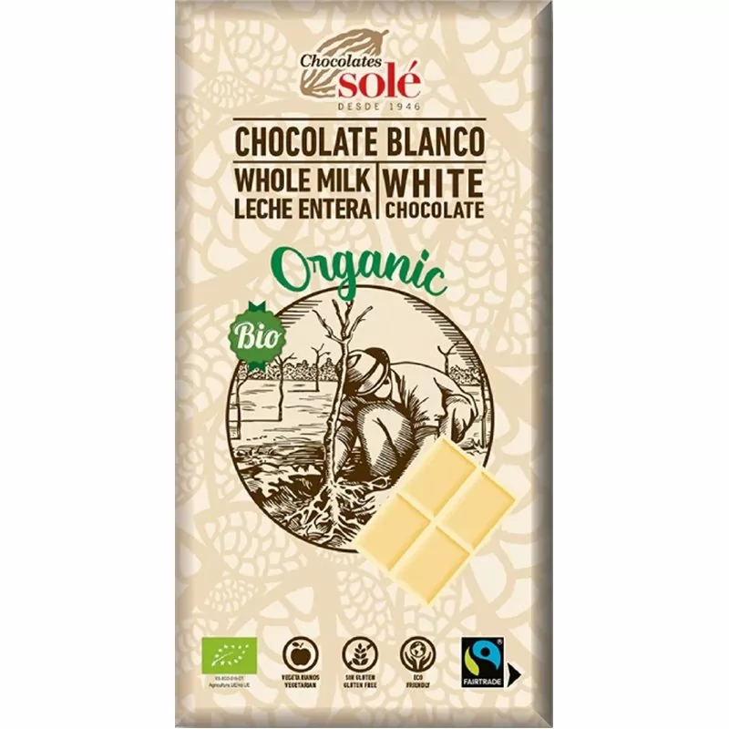Bio bílá čokoláda SOLÉ 100 g - Minimální trvanlivost do 16.08.2023