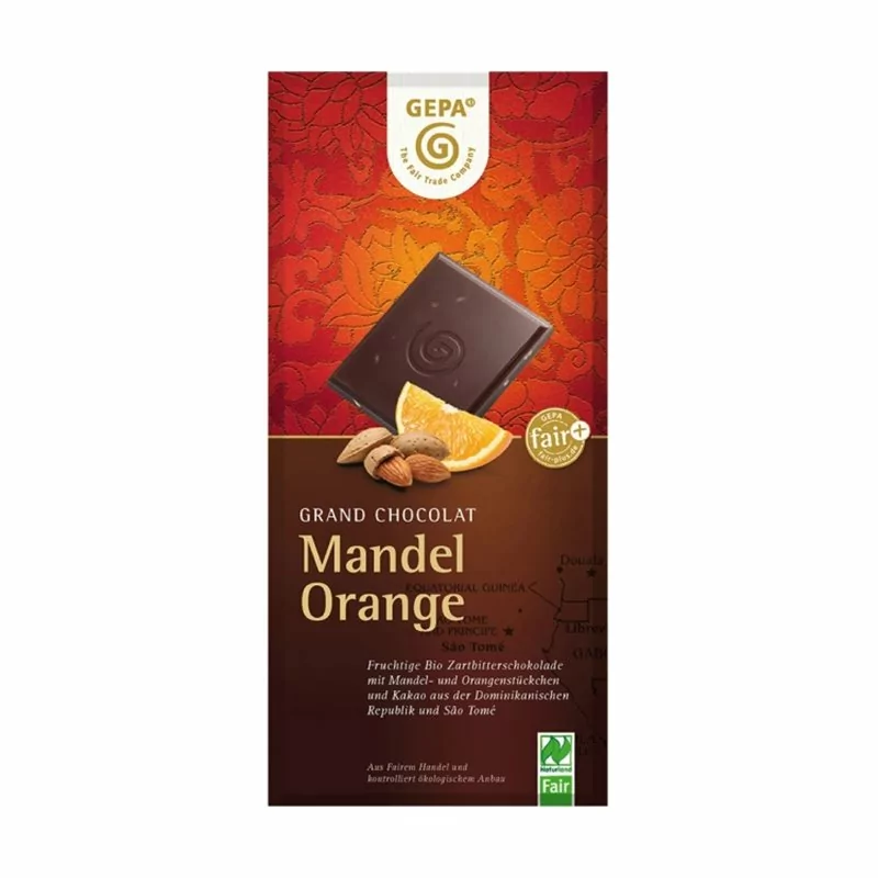BIO Hořká čokoláda mandle pomeranč GEPA 100 g