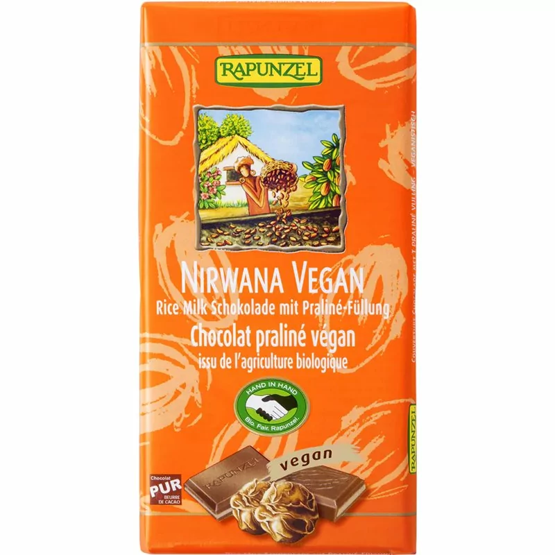 Bio čokoláda NIRWANA VEGAN RAPUNZEL 100 g - Minimální trvanlivost do 31.12.2023