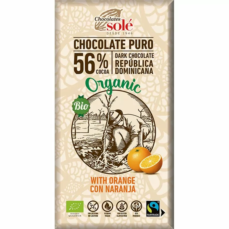 Bio hořká čokoláda pomerančová SOLÉ 100 g