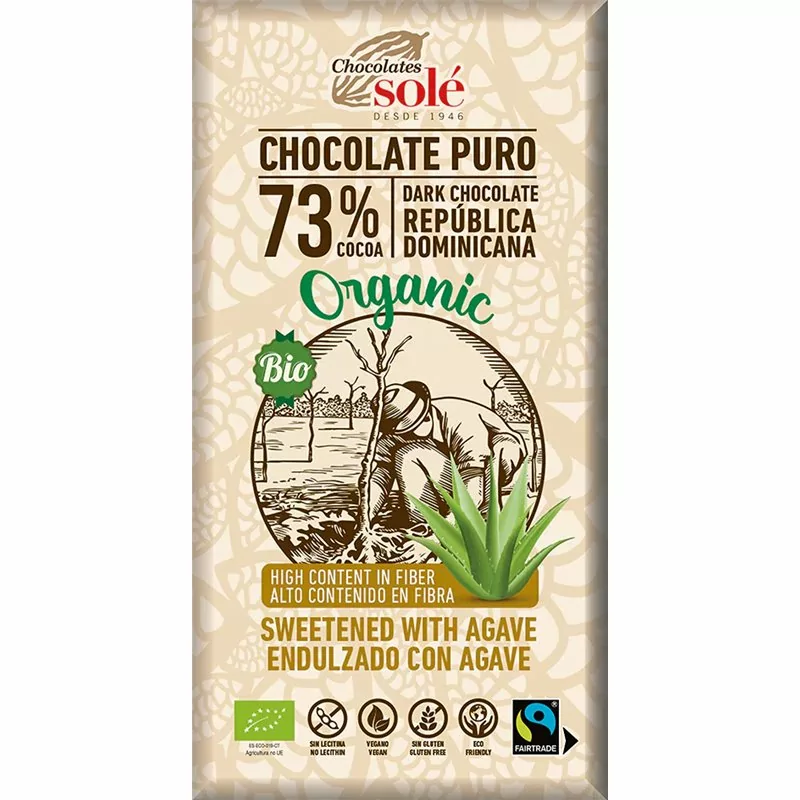 Bio hořká čokoláda se sirupem z agáve SOLÉ 100 g - Minimální trvanlivost do 15.02.2024