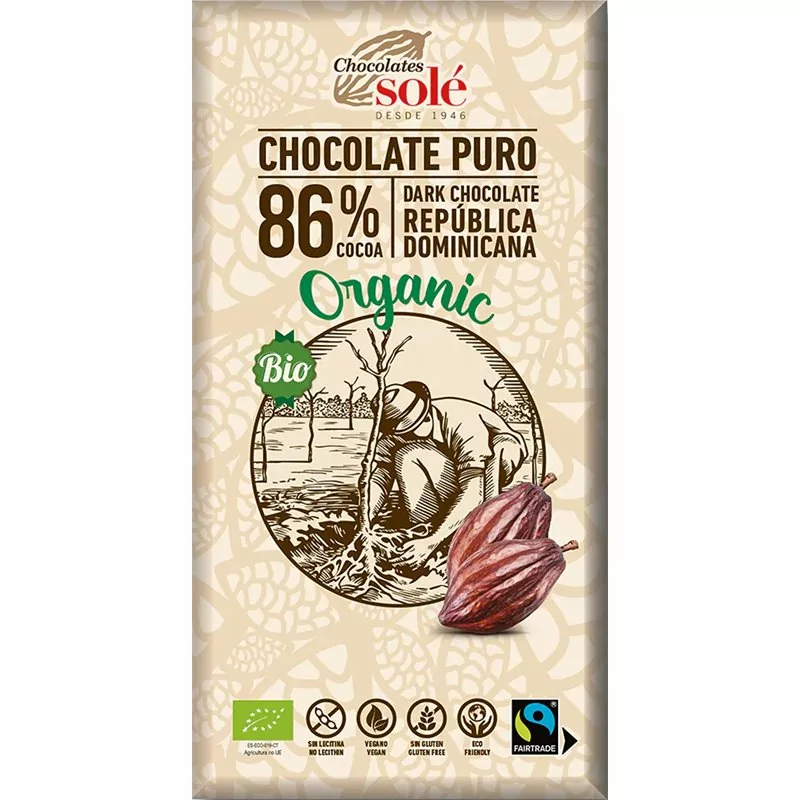Bio hořká čokoláda 86% SOLÉ 100 g