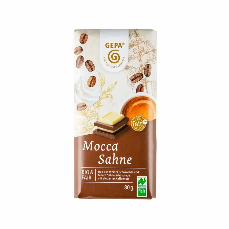 Bio moka krémová čokoláda s bílou čokoládou GEPA 80 g