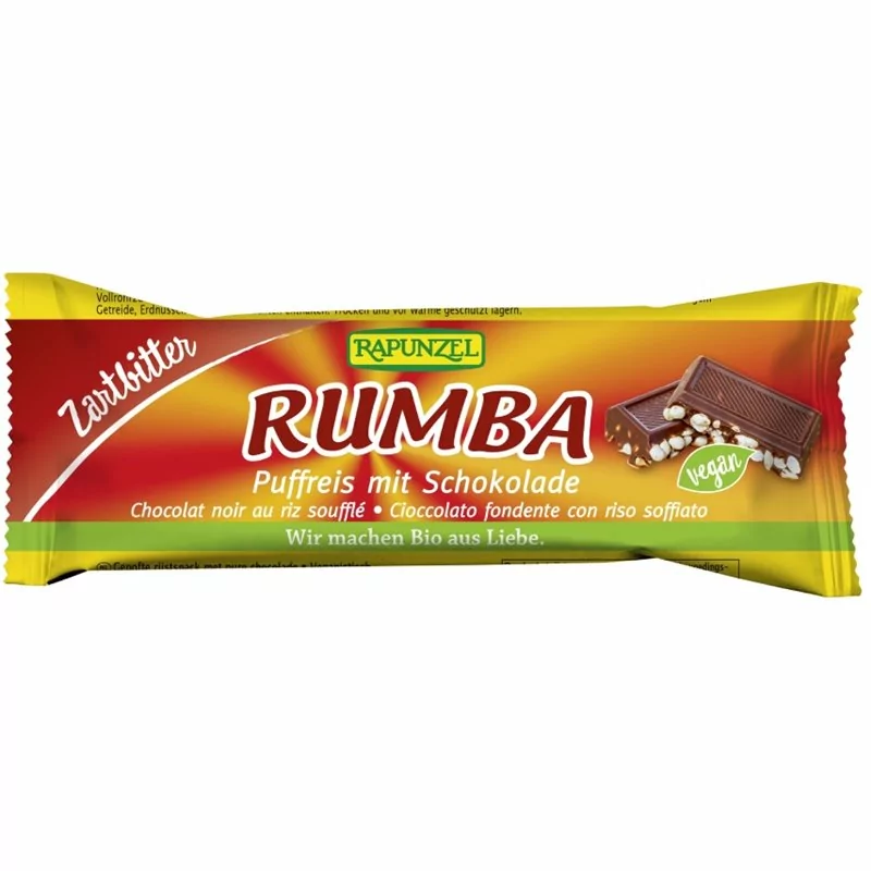 Bio pufovaná rýže v hořké čokoládě RUMBA Rapunzel 50 g