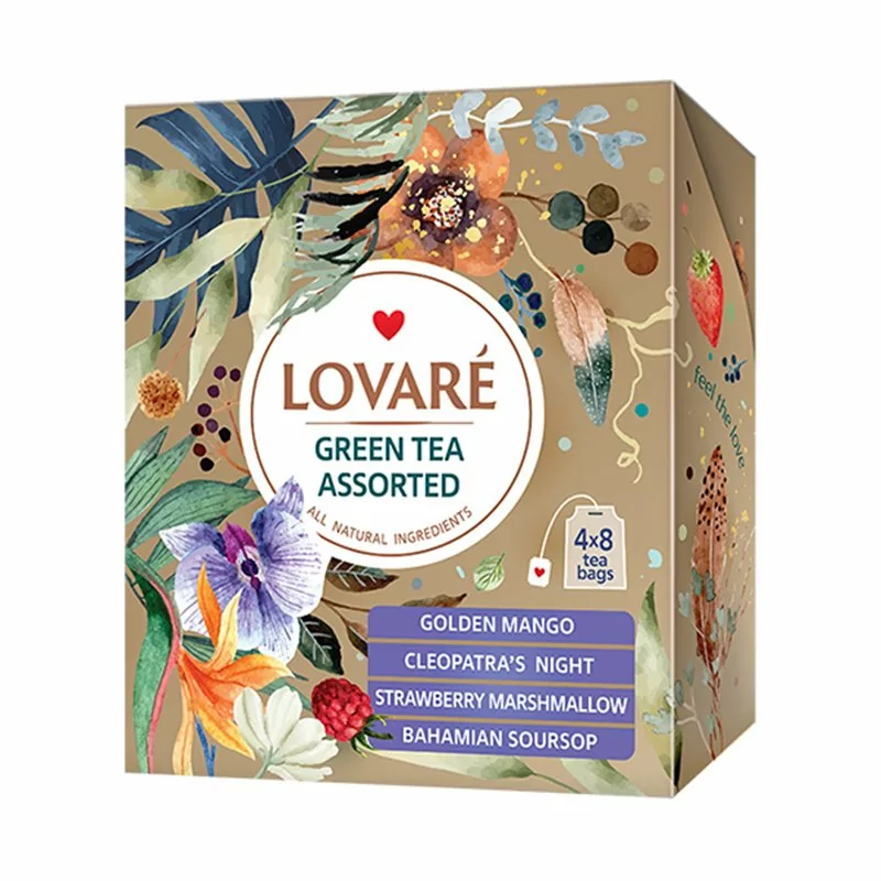 Lovaré Green Tea Assorted sada čajů 32 sáčků