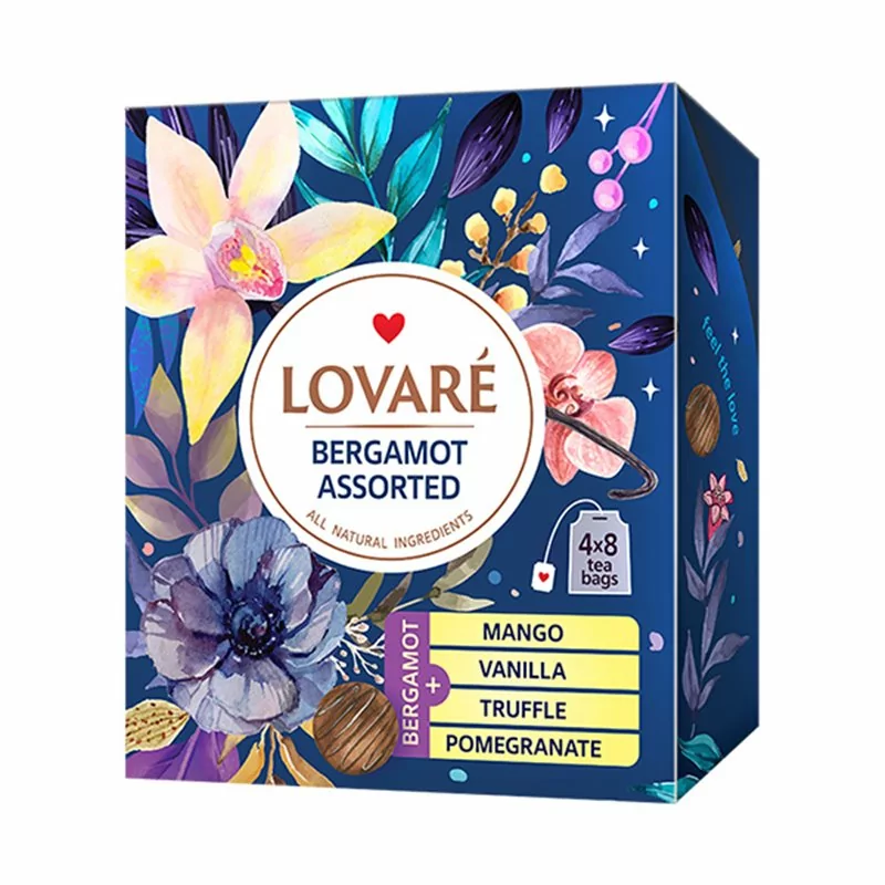 Lovaré Bergamot Assorted, sada černých čajů 32 sáčků