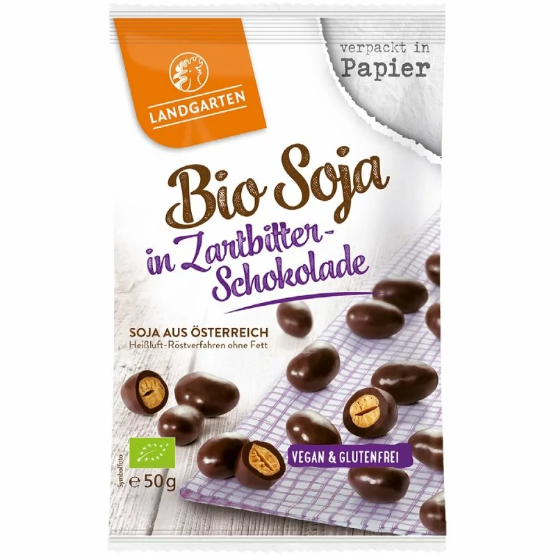 BIO Landgarten Sojové boby v hořké čokoládě 50 g