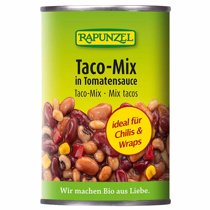 Bio směs fazolí sterilovaná Taco-Mix RAPUNZEL 400 g