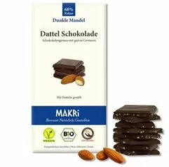 BIO MAKRi Datlová tmavá čokoláda 68% s mandlemi 85 g