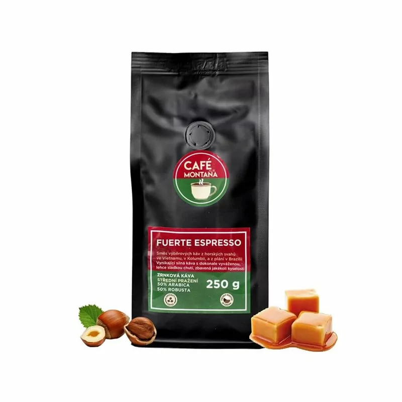 Fuerte Espresso zrnková káva CAFÉ MONTAÑA 250 g