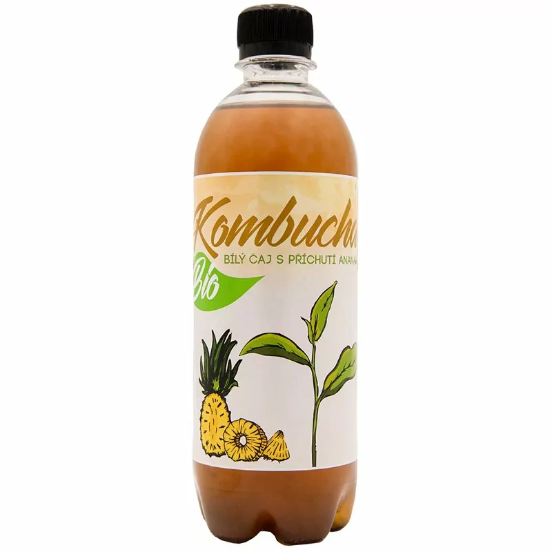 Bio Kombucha z bílého čaje s příchutí ananasu 500 ml