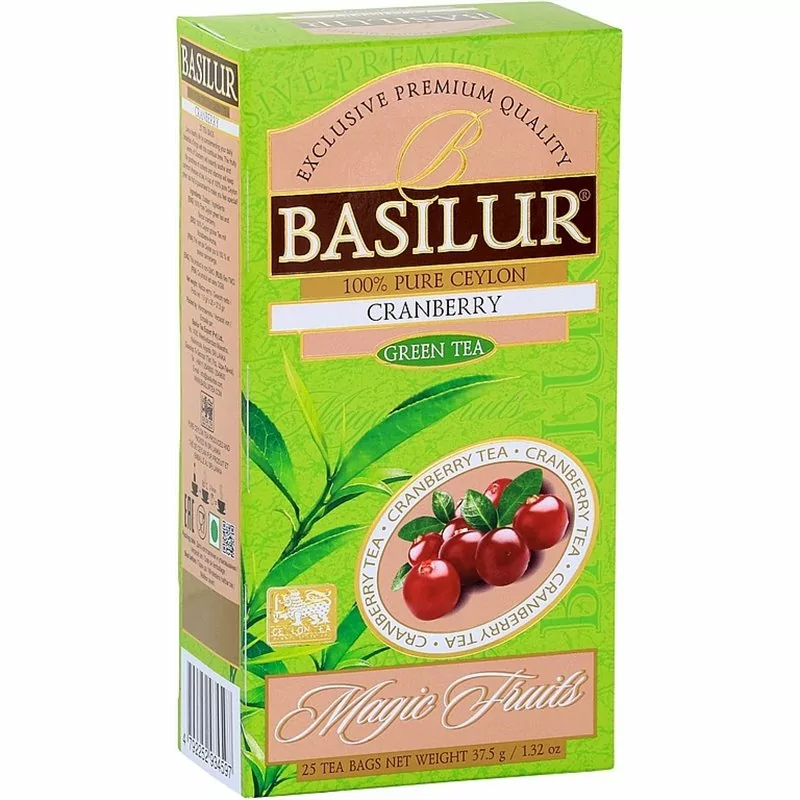 BASILUR Magic Green Cranberry zelený čaj nepřebal 25x1,5g