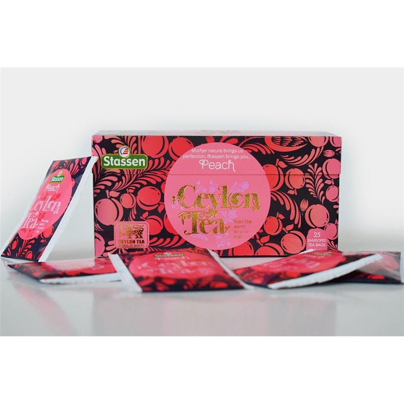 Černý čaj - Stassen Peach Black Black Tea 25 x 1,5 g