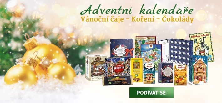Adventní čokoládové a čajové kalendáře, vánoční čaje, koření...